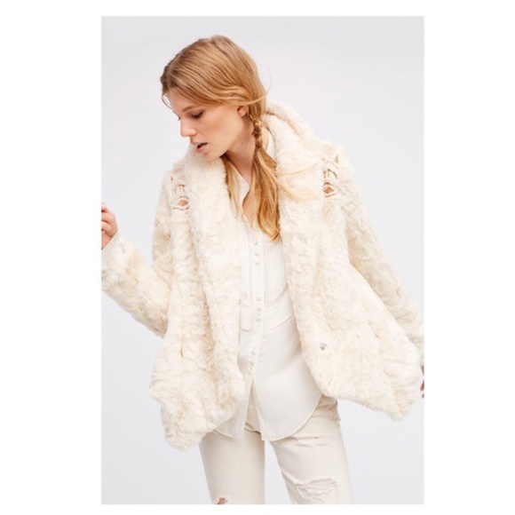 FREE PEOPLE Embroidered Cascade Fur Jacket Sz S - Picture 3 of 9